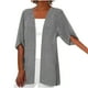 thumbnail image 5 of ICHUANYI Clearance Women Fashion Cardigan Up Casual Solid Color Half Sleeve Hoodeless Top(Gray, XXL) ICHUANYI WER2023080809745, 5 of 6
