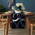 thumbnail image 2 of Blue Geometric Table Runner - 120 Inch Long, Kitchen Dining Table Runner Dresser Scarves, Contemporary White Abstract Lines Black Farmhouse Decor for Coffee Tables Wedding Party Banquet, 2 of 8