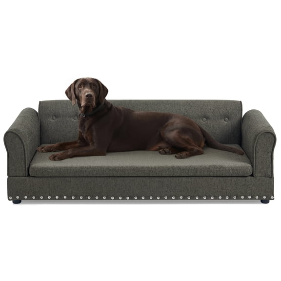 Oversized Linen Pet Sofa with Backrest for Large Dogs