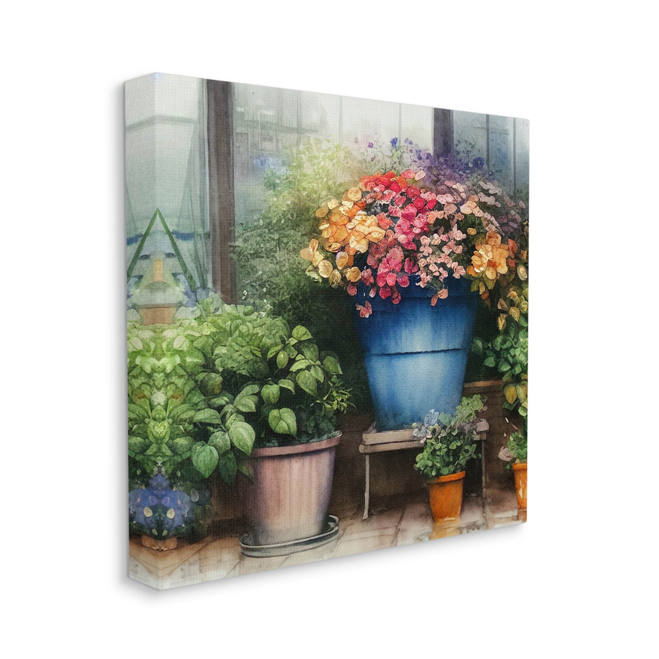 Blooming Flowers Vivid Garden Botanical & Floral Painting Gallery Wrapped Canvas Print Wall Art