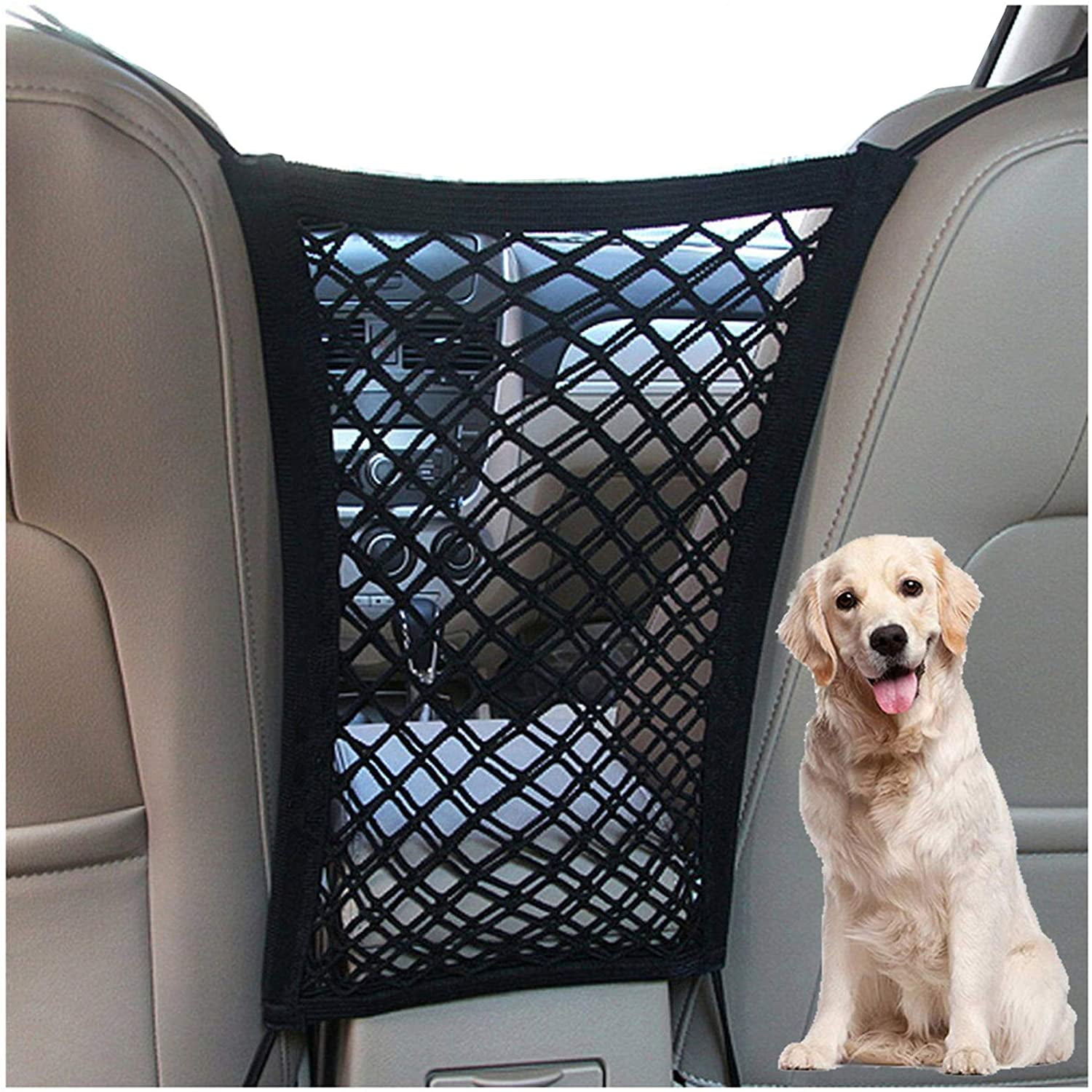 Tuopai Dog Car Barrier Dog Net For Car Between Seats Pet Net Barrier Front Seat Car Mesh Barrier Back Seat Universal Stretchy Car Seat Storage Mes