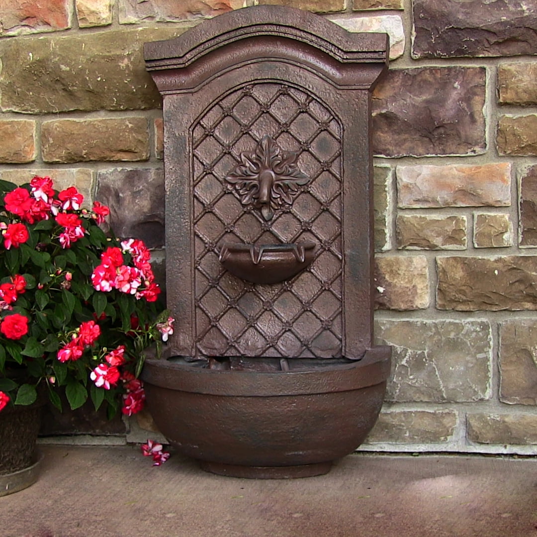 Sunnydaze Rosette Leaf Outdoor Wall Water Fountain Waterfall Wall Mounted Fountain & Backyard