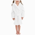 thumbnail image 4 of Gibobby Toddler Boys Girls Flannel Bathrobes Kids Soft Hooded Sleepwear Cartoon Print Night-robe Kids Flannel Hooded Bathrobe Toddler Plush Robes With Belt Toddler Pajamas,White,Size 5-6T, 4 of 9