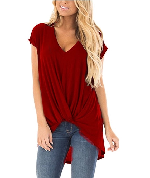 Short-Sleeved Popular V-neck Twist 