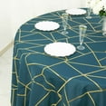 Efavormart 120" Peacock Teal Round Polyester Tablecloth With Gold Foil ...