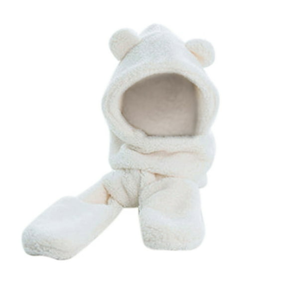 RUIG Hat Gloves Scarf Set Women Women Cute Cartoon Thick Hat Ear Protectors Warm Plush Hat Scarf Gloves Set