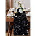 thumbnail image 2 of Starry Sky Burlap Cotton Table Runner 13x120 Inches Long, Modern Black Abstract Dots Stars Aesthetic Farmhouse Table Runners, Outdoor Dining Tablecloths Decor for Baby Shower/Party/Wedding, 2 of 6