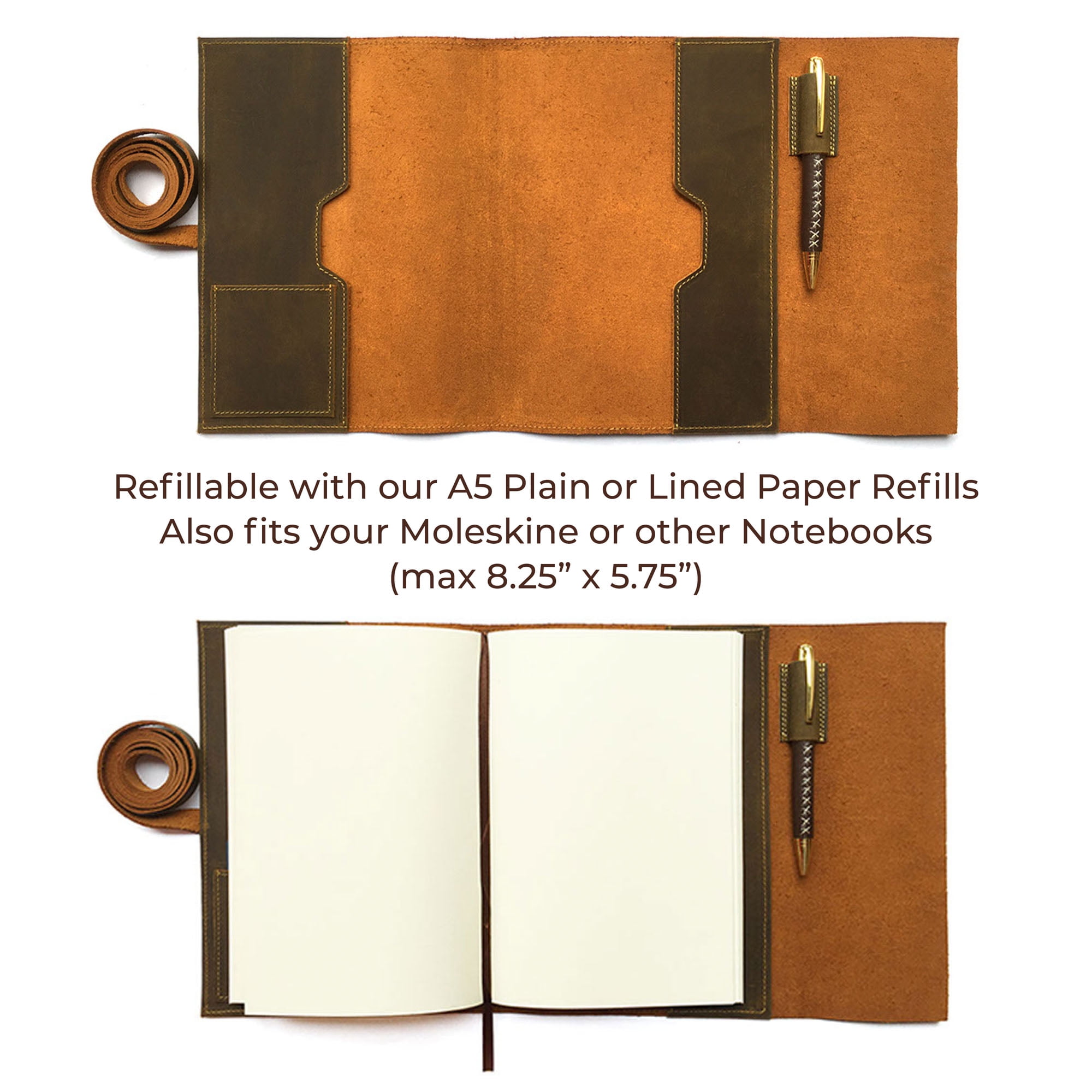 Leather Bound Journal for Men and Women, Handmade Gift Set with Refillable Tree of Life Embossed Journal, Vintage Notebook, Sketchbook, Planner and Diary (240 Pages) (8.8x6.5")
