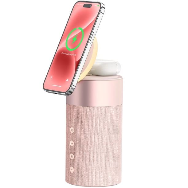Altavoz Bluetooth COLSUR Cargador inalámbrico magnético rosa