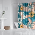 thumbnail image 2 of Tropical Floral Waterproof Shower Curtain, Machine Washable Fabric with Hooks, Hawaiian Print with Palm Leaf and Exotic Jungle Leaves Boho Bathroom Decor, 2 of 5