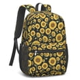 thumbnail image 2 of Sunflower and Leaf Black Pattern 17" Waterproof Oxford School Backpacks for Teens, S-Shape Padded Straps, for School, Travel, Hiking, Camping, 2 of 5