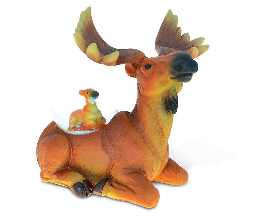 Puzzled Resin Stone Moose Snow Globe (45mm), 4.4 Inch Tall Figurine