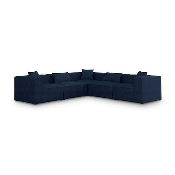Meridian Furniture Cube Navy Durable Linen Modular Sectional