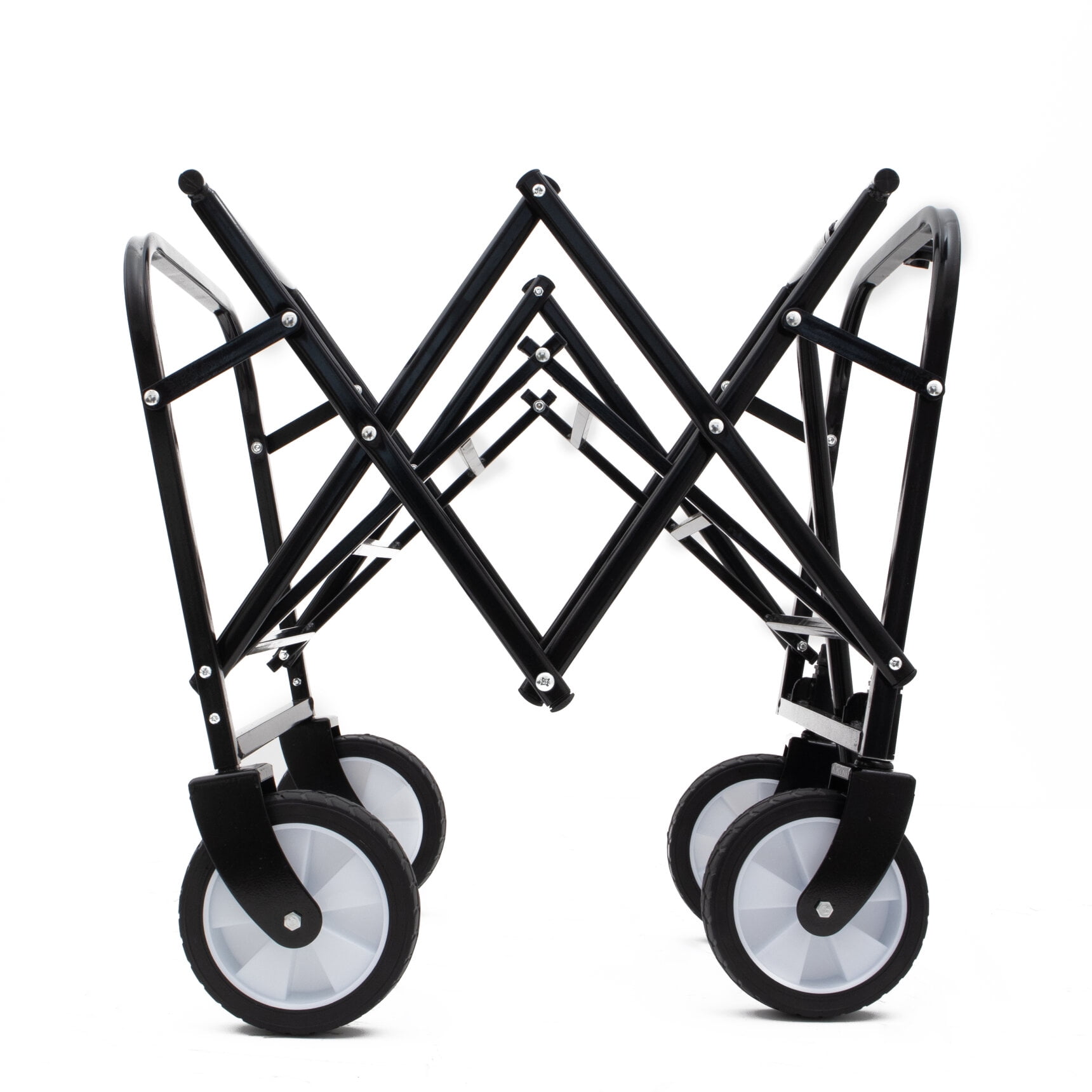 Utility Wagon Cart Foldable with Strapping System, Heavy Duty 225lbs Capacity, Lightweight Collapsible Design, Utility Cart, beach wagon with 360° Swivel Wheels for Beach, Camping, Shopping, Orange