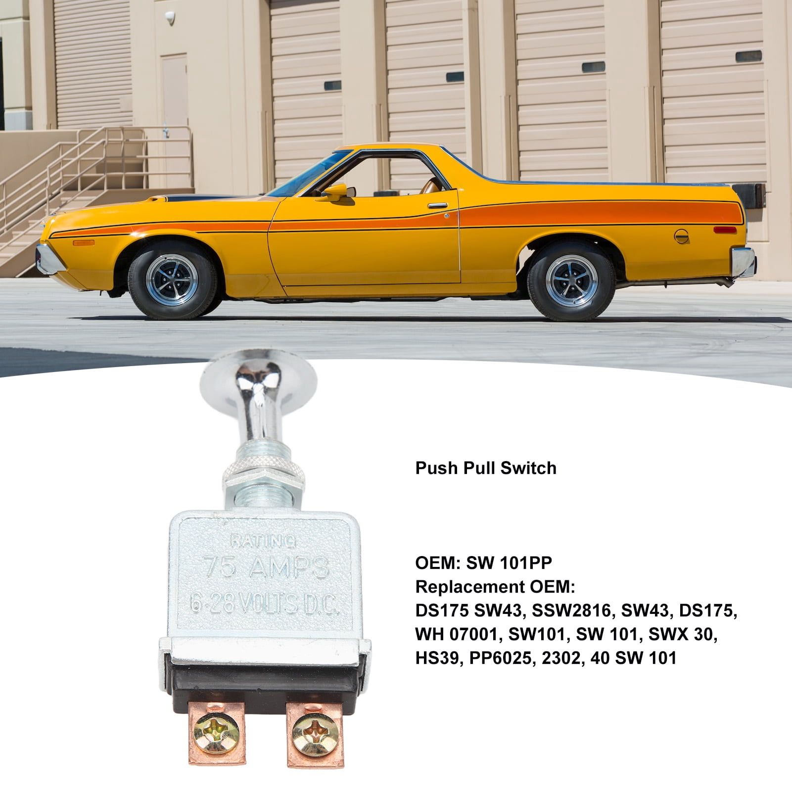 KIMISS 75 Amp Heavy Duty Push Pull Switch - Universal On/Off Toggle Switch For Cars, Boats, Industrial Use (Replaces SW101PP, SSW2816)