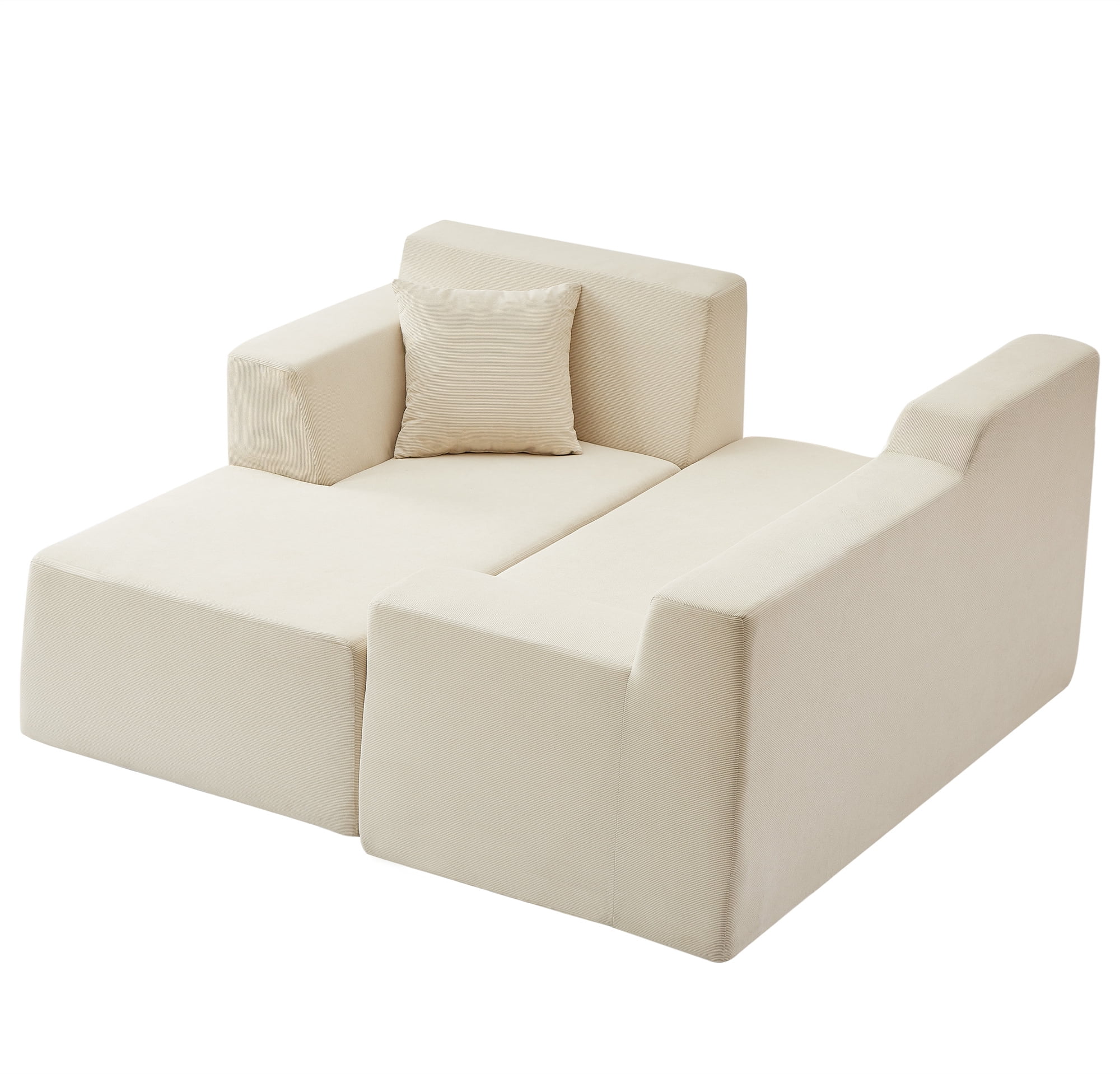 Aukfa 97" Cloud Sectional Sofa Trapezoid Boneless Couch Modular Sofa Bed for Living Room, Left Chaise, Beige