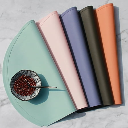 

Table Placemat 1PC High Temperature Resistant Placemat Silicone Tableware Mat Anti-slip Household Table Mat Simple Kitchen Supplies for Home Use Pink