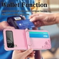 thumbnail image 3 of Funda plegable para Samsung Galaxy Z Flip 3 5g, con correa para el hombro, de cuero, color rosa, 3 of 5