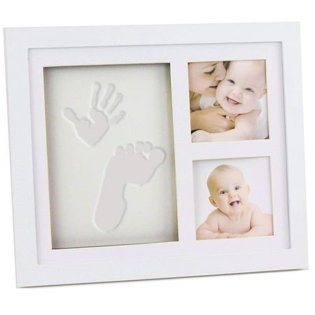 Plushible Baby Footprint Kit - Double Photo Picture Frame For Baby Footprints - Gift Registry And Baby Shower