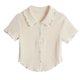 thumbnail image 1 of VISgogo, camiseta para mujer, Tops texturizados, manga corta, solapa, cierre de botón frontal, dobladillo curvo, ropa informal estilo lechuga, Tops VISgogo moda, 1 of 2