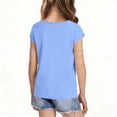 thumbnail image 3 of Gytharion Kids T-Shirts for Girls 5-15 Years, Cute Solid Casual Crew Neck Pullover Tops Teen Girls Summer Soft Comfy Short Sleeve Blouses, 3 of 6