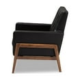 thumbnail image 3 of Baxton Studio Perris Mid-Century Modern Black Faux Leather Upholstered Walnut Wood Lounge Chair, 3 of 7