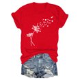 thumbnail image 3 of Nouveaux et Tendances T-Shirts Graphiques Uooqdmx pour Femmes, Hauts Floraux pour Femmes, Mode Plage pour Femmes, Mignons Col Rond Tournesol Graphique Décontracté Imprimé, Hauts de Printemps pour Femmes 2025, Rouge L, 3 of 3