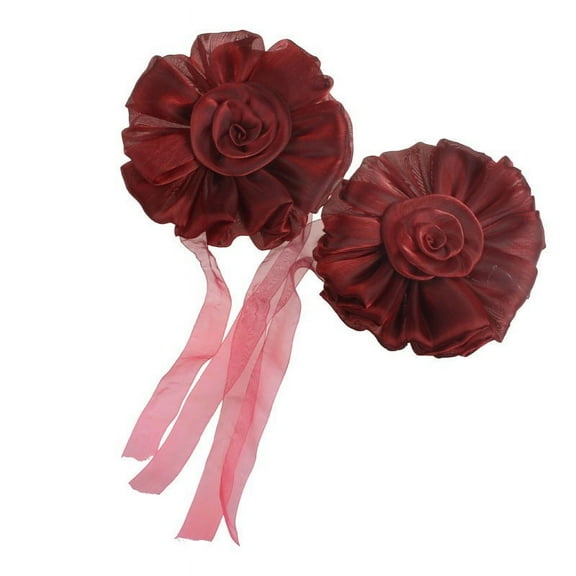 Dongrere Red Rose Curtain Tiebacks Set of 2 - Floral Window Holdbacks with Adjustable Straps for Home Decor