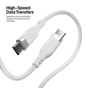 Liquipel Powertek USB C to USB C Fast Charger Cable, 6ft for Galaxy, Note, Tab, MacBook, Premium White