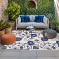 thumbnail image 2 of Navy Blue Floral Outdoor Rug for Patio/Deck/Porch, Non-Slip Large Area Rug 5 x 7 Ft, Vintage Watercolor Botanical Flower Leaf Indoor Outdoor Rugs Washable Area Rugs, Camping Rug Carpet Runner, 2 of 8