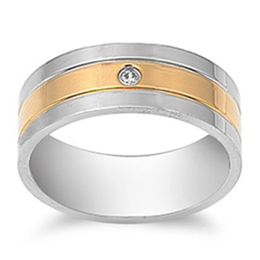 Stainless Steel Men's Roman Numeral 8 MM Fashion Wedding Band Ring Size 9-13 