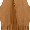 thumbnail image 5 of GiLiling Girl's Faux Suede Tassel Vest Tops Sleeveless Kids Vests Western Retro Boho Waistcoat Cowgirl Jacket Cardigan (Gold, 11-12 Years), 5 of 7