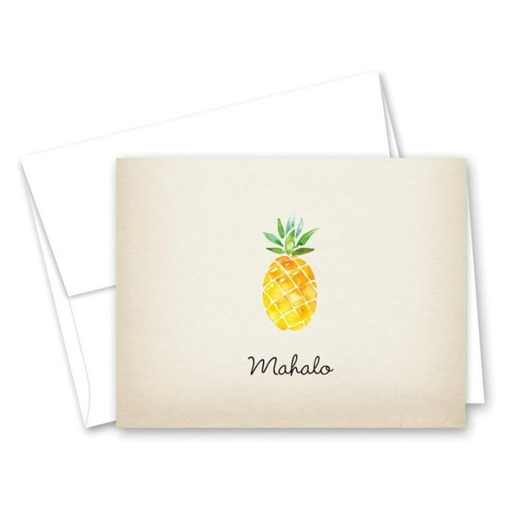 50 Watercolor Rustic Pineapple Hawaiian Mahalo Thank You Cards   Envelopes