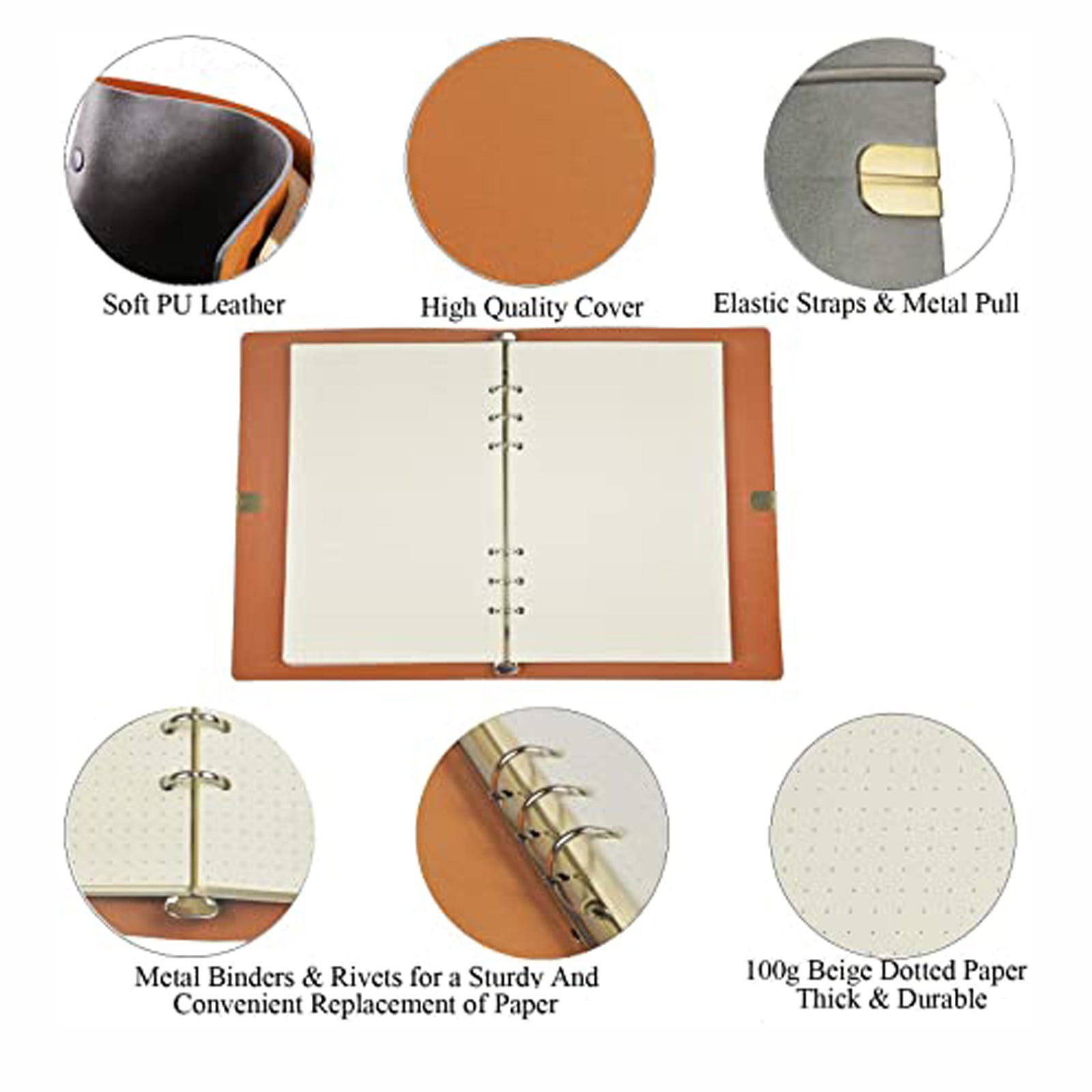 A5 Leather Binder Notebook Diary Notebook Diary Replaceable Paper