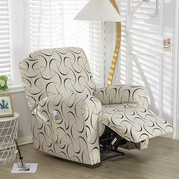 4Pcs Stretch Recliner Chair cover Set, Nonslip Washable Recliner Slipcover Protector with Pocket for Pets Kids Home Use
