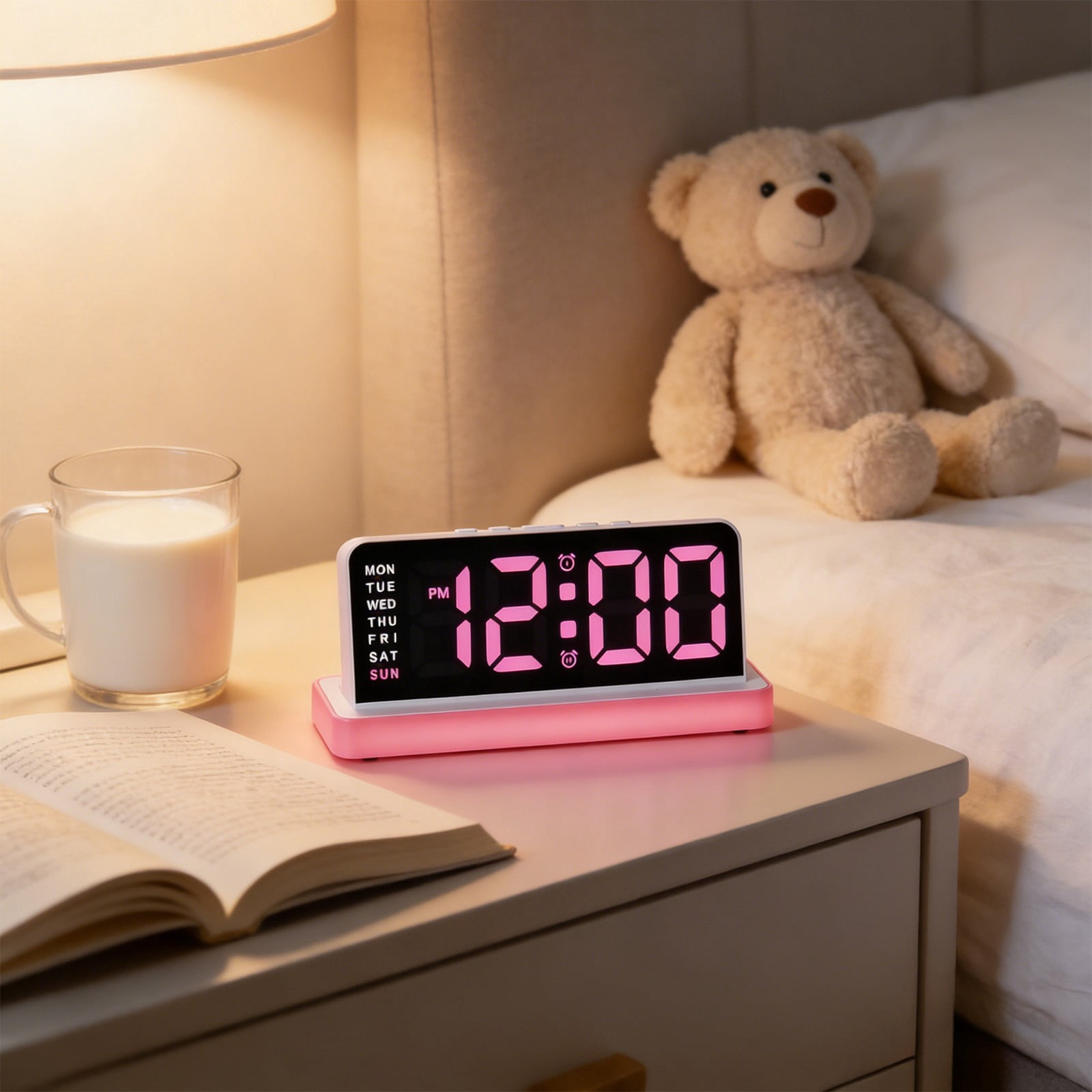 Dxssxc Digital Wall Clock, Led Alarm Clock With Large Display & Digital Calendar, Temperature & Date Display, Adjustable Brightness, For Bedroom, Living Room, Office, Kitchen