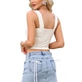 thumbnail image 3 of Wide Strap Tank Top Vest for Women Summer Sleeveless Fitted Going Out Crop Top XS Light Apricot, 3 of 6