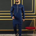 thumbnail image 4 of Conjunto étnico tradicional africano nuevo 2024 para hombre, cuello redondo, manga larga, dos piezas, conjunto de lujo para banquete de boda o fiesta, 4 of 5