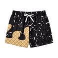 thumbnail image 4 of Huowey Boys Youth Summer Shorts Wide Leg Liner Drawstring Elastic Waist Gradient Ice Cream Print Outdoor Beach Comfortable Knee Length Casual Shorts Lightweight Swim Trunks,Black,5-6 Years, 4 of 4