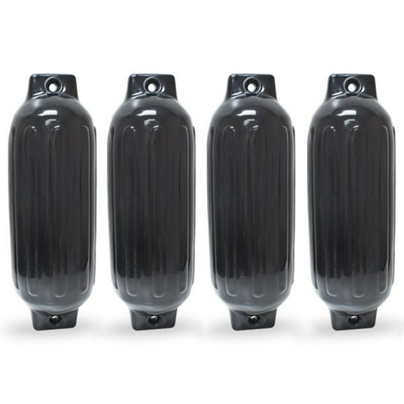6.5 x 23 in. Twin Eye Ribbed Boat Pontoon Fender, Black - 4 Piece