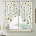 thumbnail image 2 of Spring Floral Swag Valances for Windows, Kitchen Window Curtains Over Sink, Summer Botanical Sage Green Striped Window Treatment Curtains for Living Room/Bedroom Curtains 2 Panel Sets 36"x45", 2 of 8