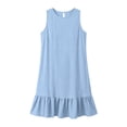 thumbnail image 5 of cocolona Womens Summer Mini Dress Crew Neck Sleeveless Ruffle Flowy Tank Dress Casual Vacation Beach Sundress, 5 of 6