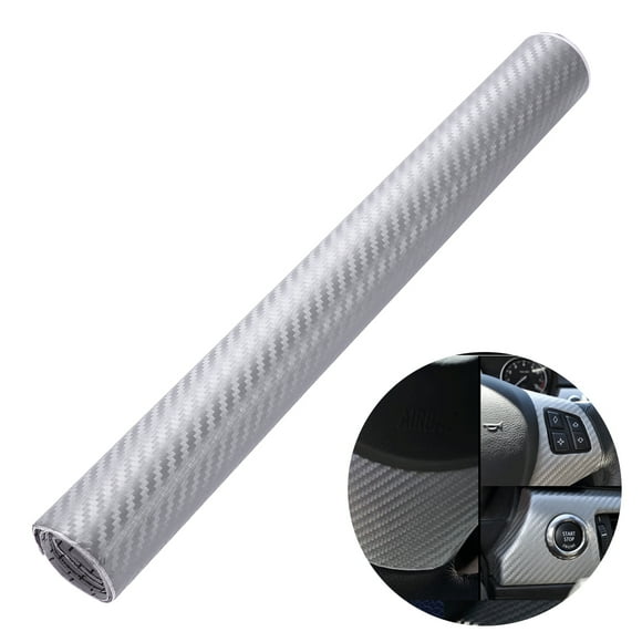 Carbon Fiber Wrap Film PVC SelfAdhesive for Car Decoration Silver 10 x 127 cm
