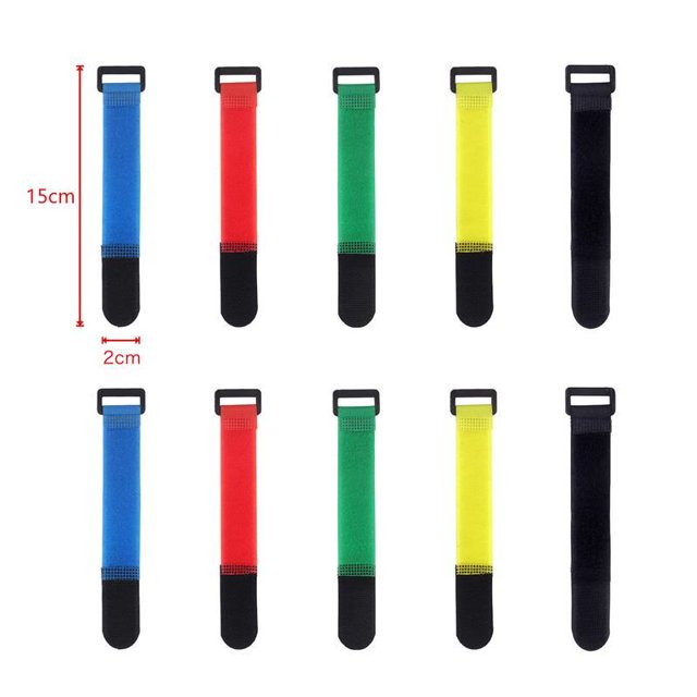Magic Tape 10Pcs Reusable Hook Loop Nylon Straps Reverse Colored Fastening Tape Self Adhesive Cable Ties Wrap Bundle Fixed Ties 1500779-length 15cm width 2cm