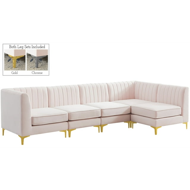 Meridian Furniture Alina Rose Velours Modulaire Sectionnel