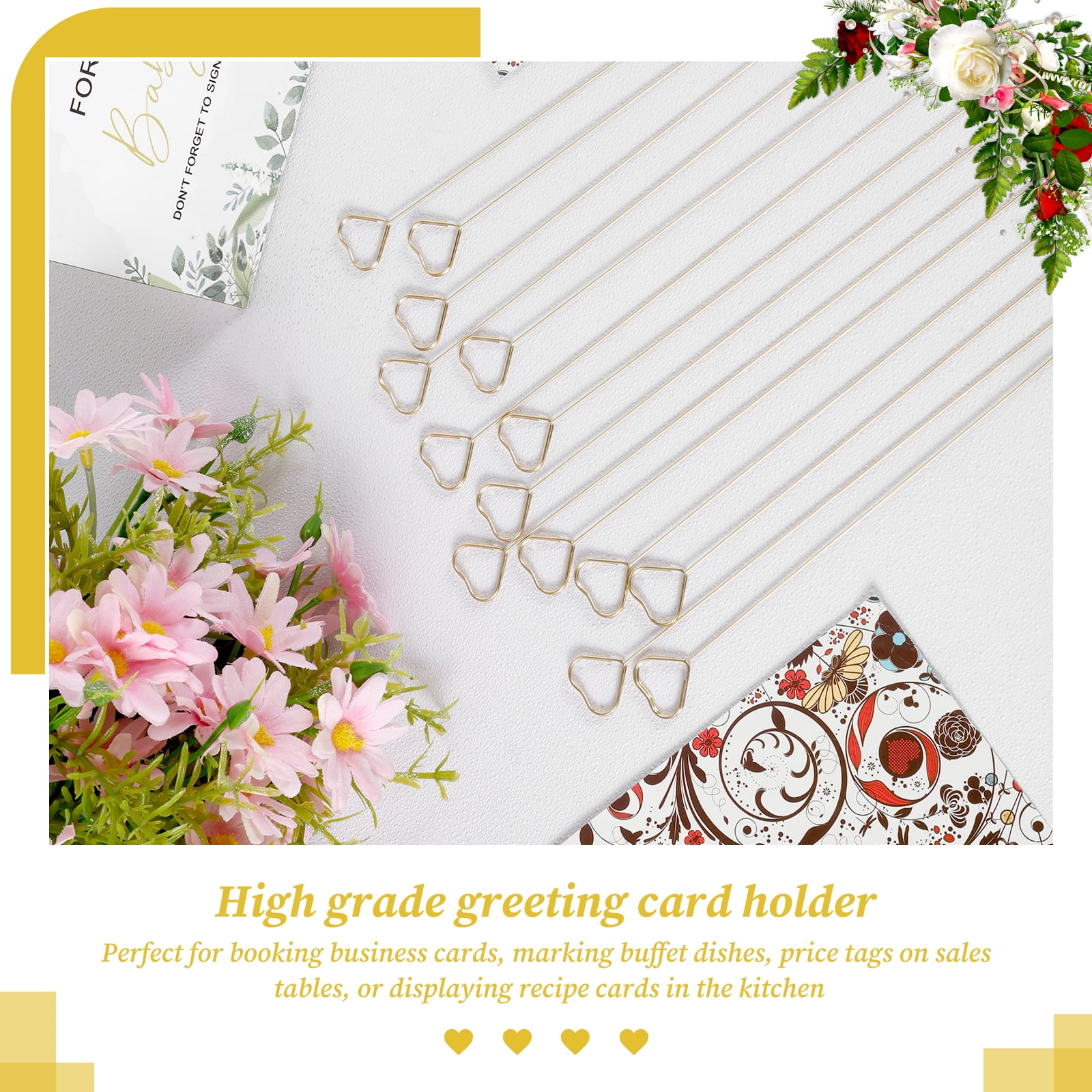 Threns 400 Pcs Floral Card Holder Pick 12 Inches Metal Flower Card Holder Stick for Birthday Party Engagement Wedding Formal Meeting