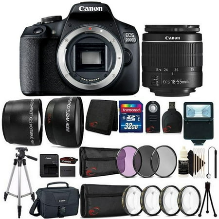 Canon EOS 2000D / Rebel T7 24.1MP Digital SLR Camera + 18-55mm Lens + 32GB Accessory