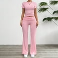 thumbnail image 5 of GZWYHT Sets for Women Long Sleeve Sets for Women Leisure Suit Women's 2 Set Casual Clothing Short Sleeve Cropped Top Flared Pants Sportswear Lounge Sets for Women Track Suits for Women Set Pink M, 5 of 9