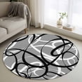 thumbnail image 2 of Round Rug 4ft Area Rug,Abstraction Distortion Lines Art Area Rugs for Living Room Bedroom,Black White Gray Floor Mat Non-Slip Non-Shedding Carpet Indoor Accent Rugs, 2 of 9