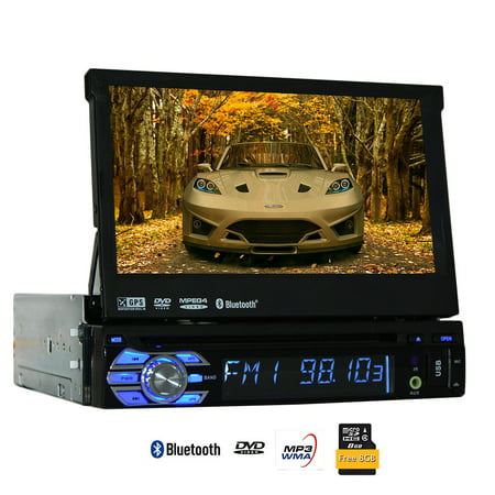 Single 1 Din hot sale gps car stereo with Free 8GB navigation map Bluetooth Car CD DVD player Detachable Panel USB SD Aux Headunit 7inch autoradio FM AM RDS Automotive navigator gps car DVD